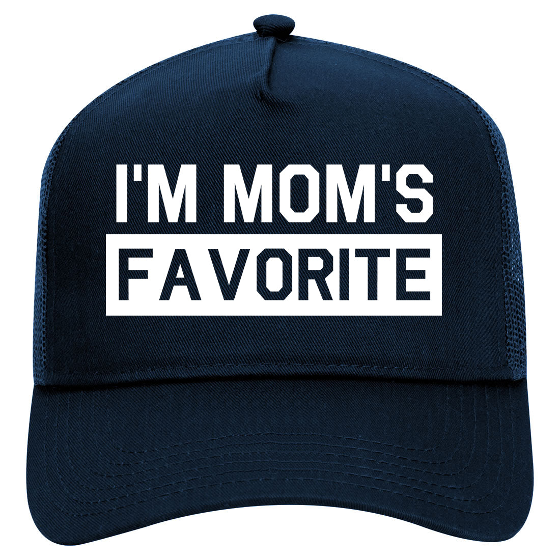 Im Moms Favorite Funny Son Mens Mesh Trucker Hat Navy Blue