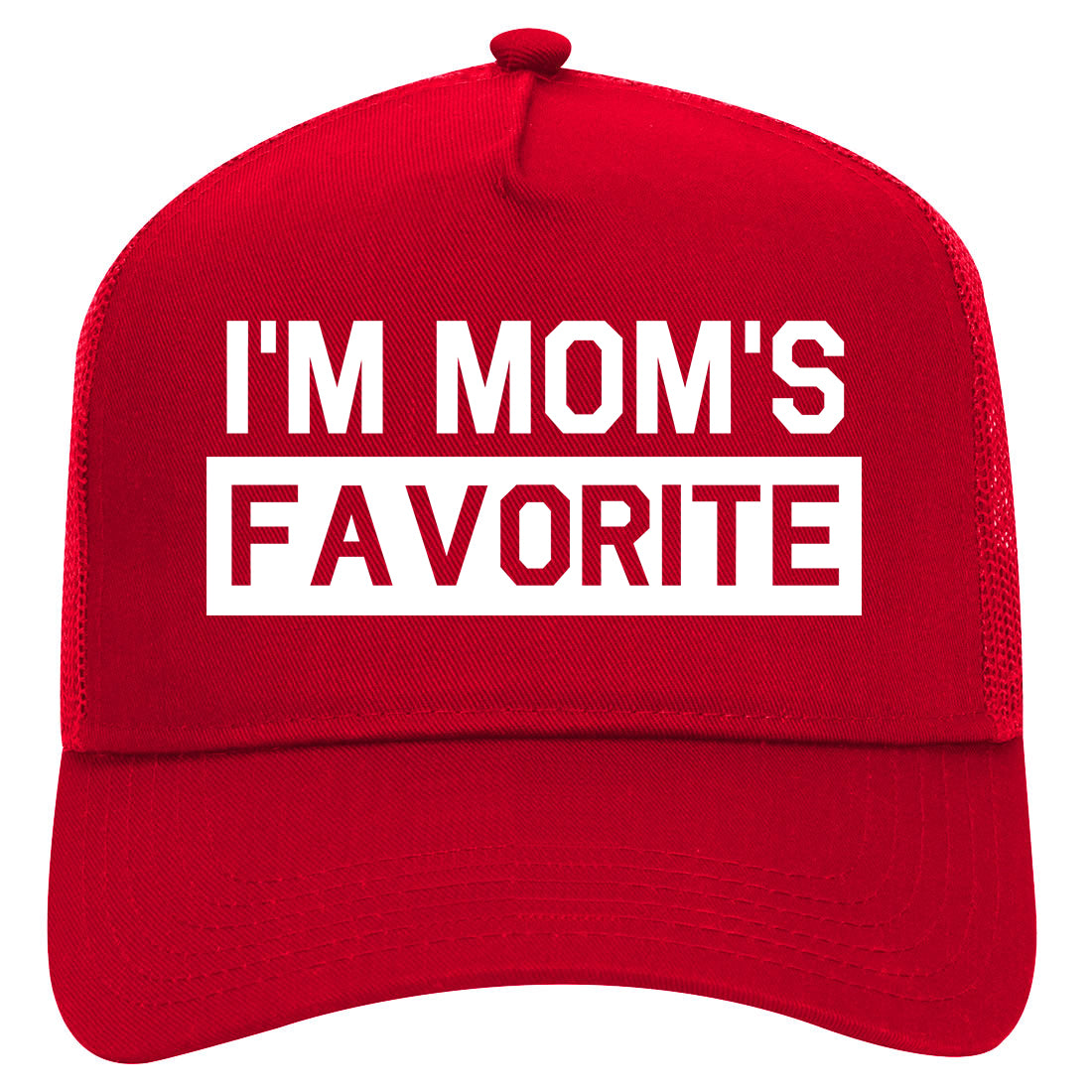 Im Moms Favorite Funny Son Mens Mesh Trucker Hat Red