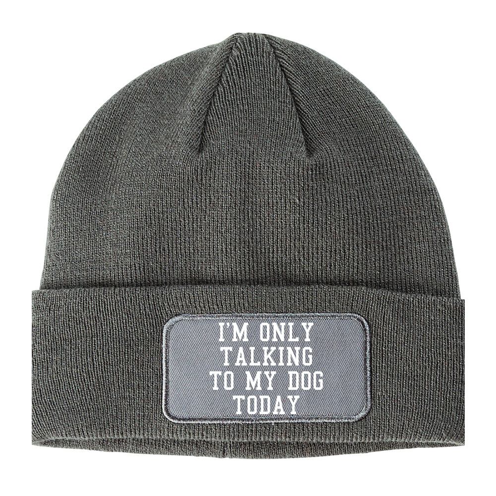 Im Only Talking To My Dog Today Winter Knit Adult Beanie Hat Grey