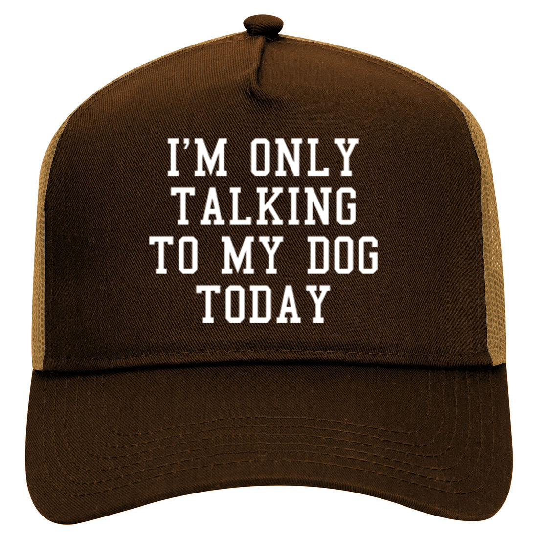Im Only Talking To My Dog Today Mens Mesh Trucker Hat Brown