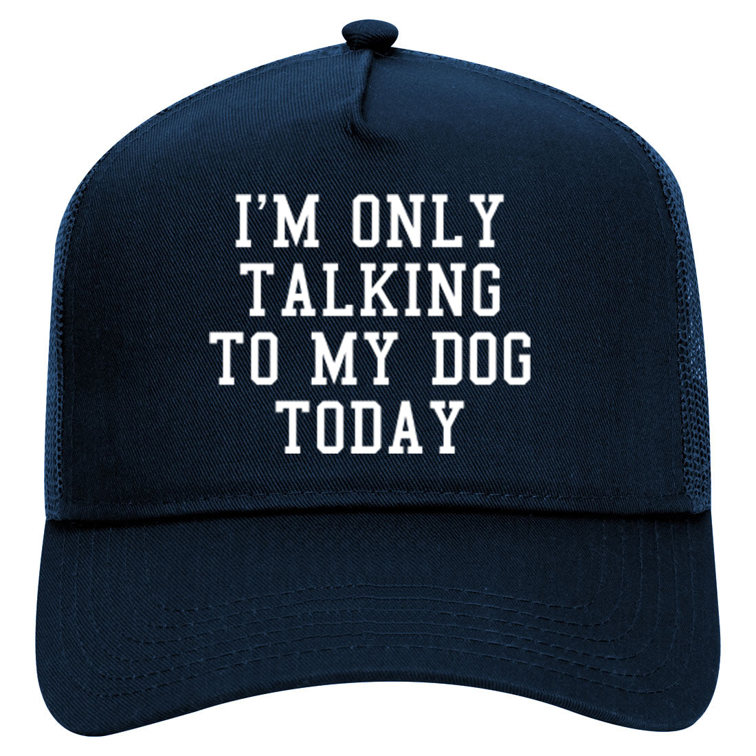 Im Only Talking To My Dog Today Mens Mesh Trucker Hat Navy Blue