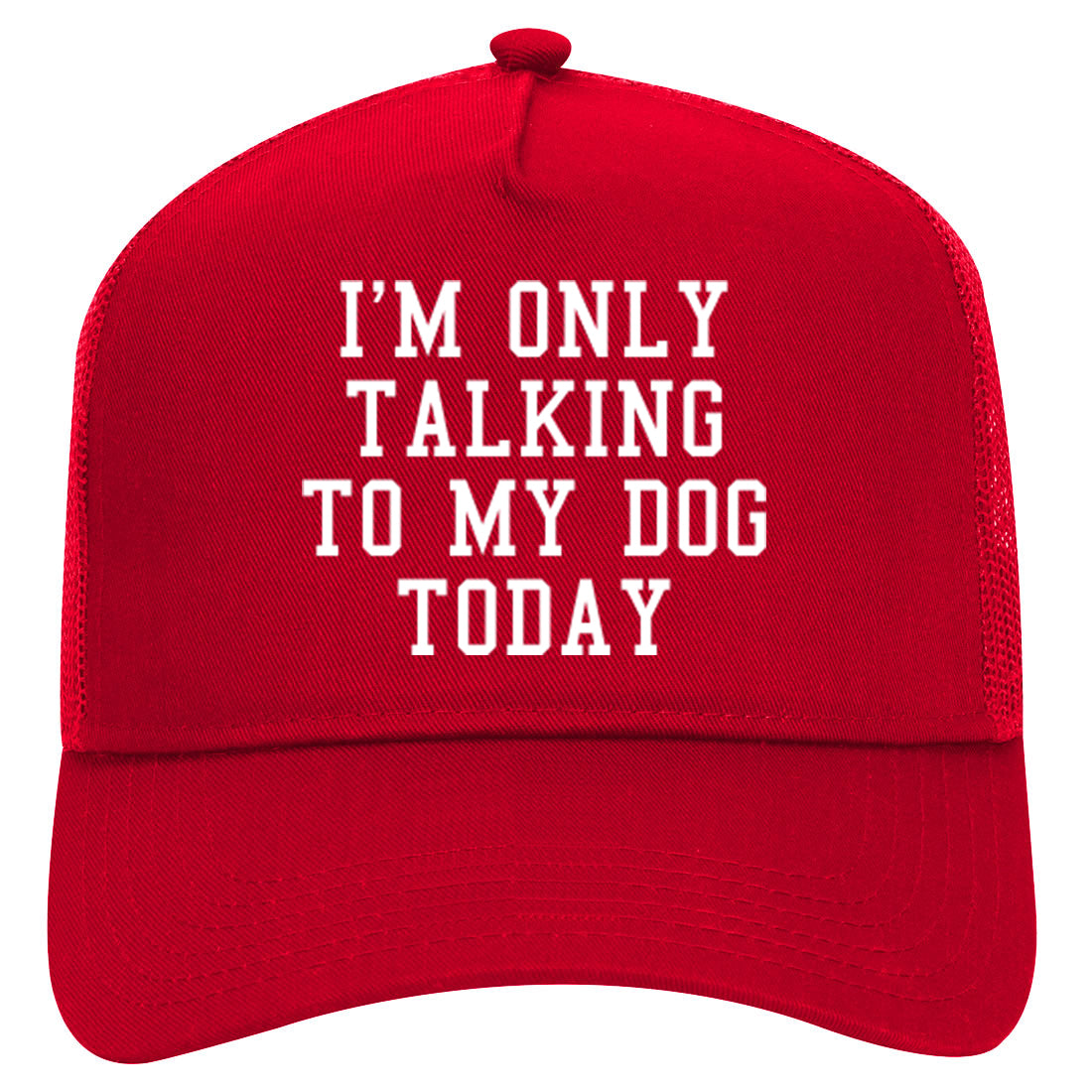 Im Only Talking To My Dog Today Mens Mesh Trucker Hat Red