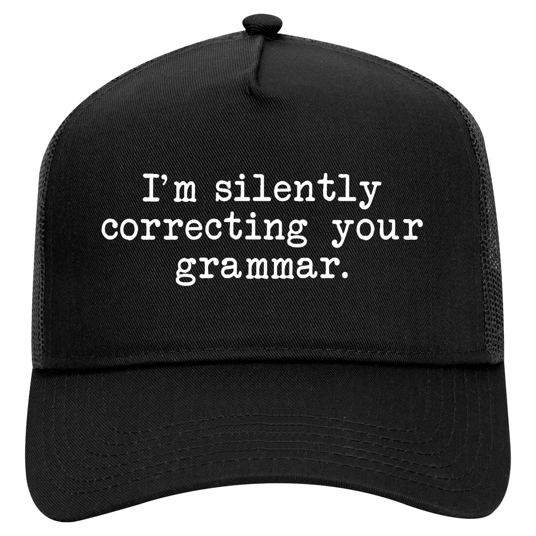 Im Silently Correcting Your Grammar Funny Mens Mesh Trucker Hat Black