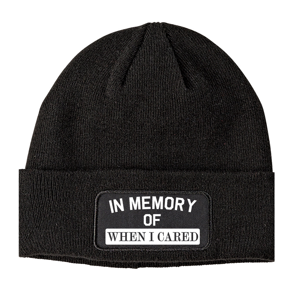 In Memory Of When I Cared Winter Knit Adult Beanie Hat Black