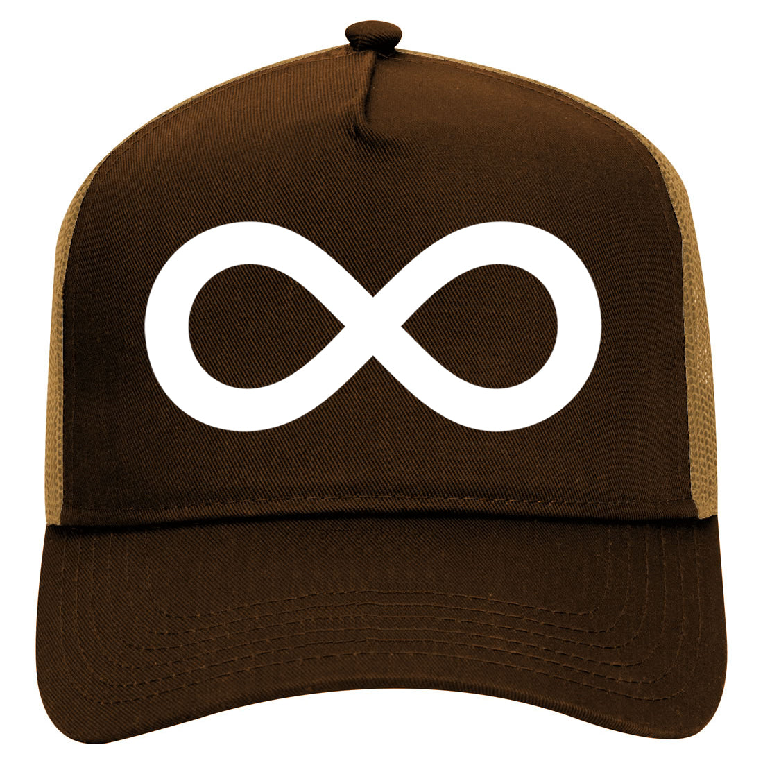 Infinity Symbol Mens Mesh Trucker Hat Brown