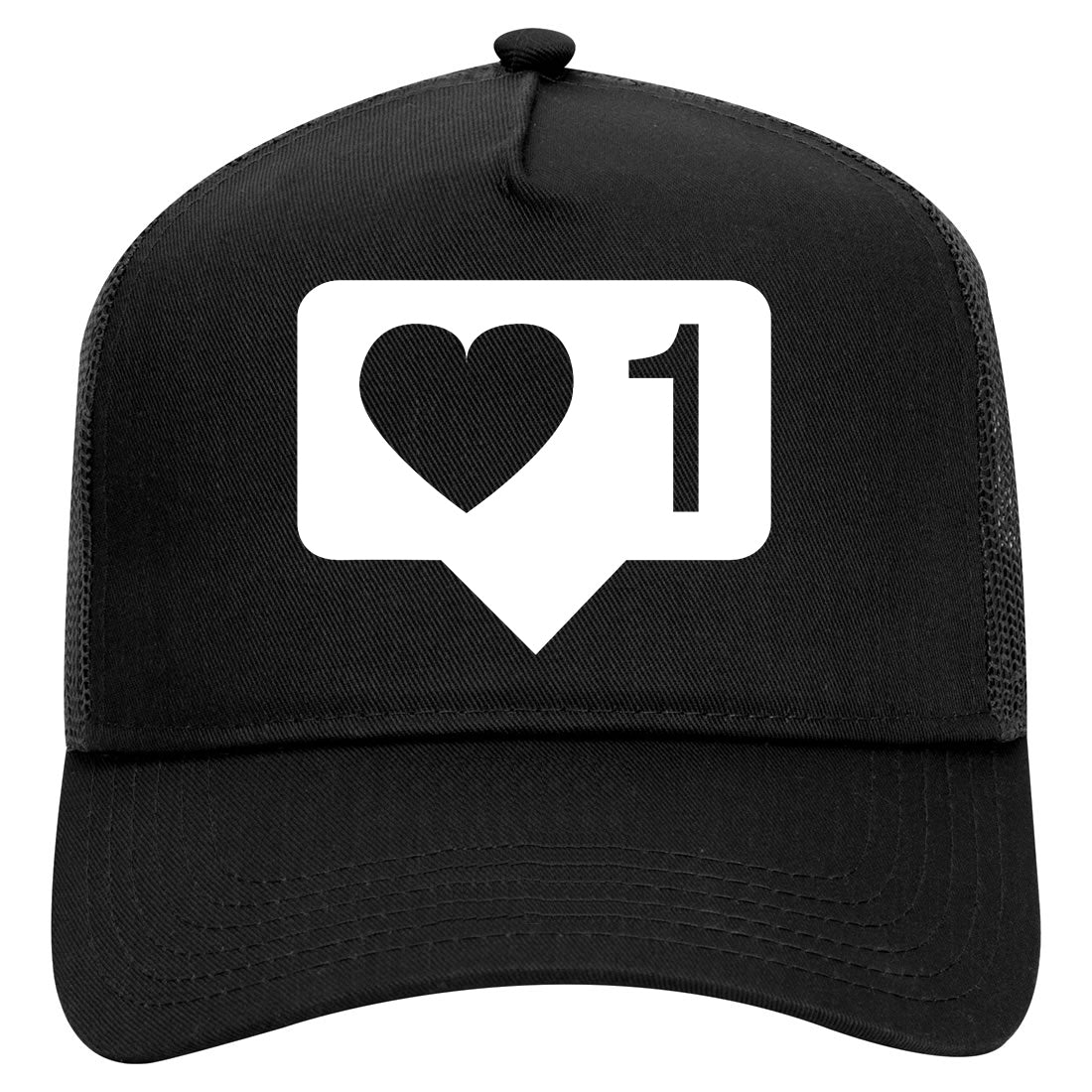 Insta Likes Heart Mens Mesh Trucker Hat Black