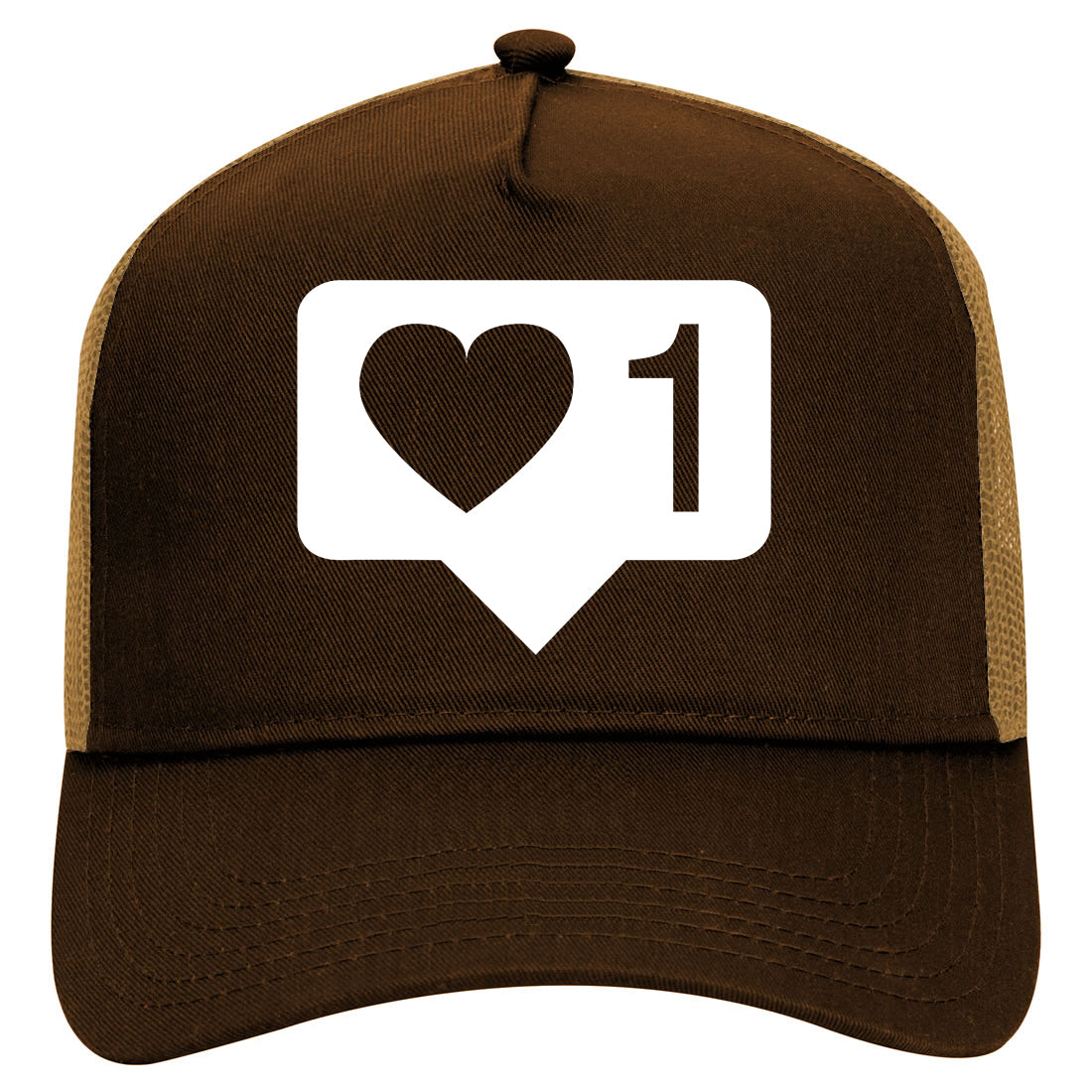 Insta Likes Heart Mens Mesh Trucker Hat Brown