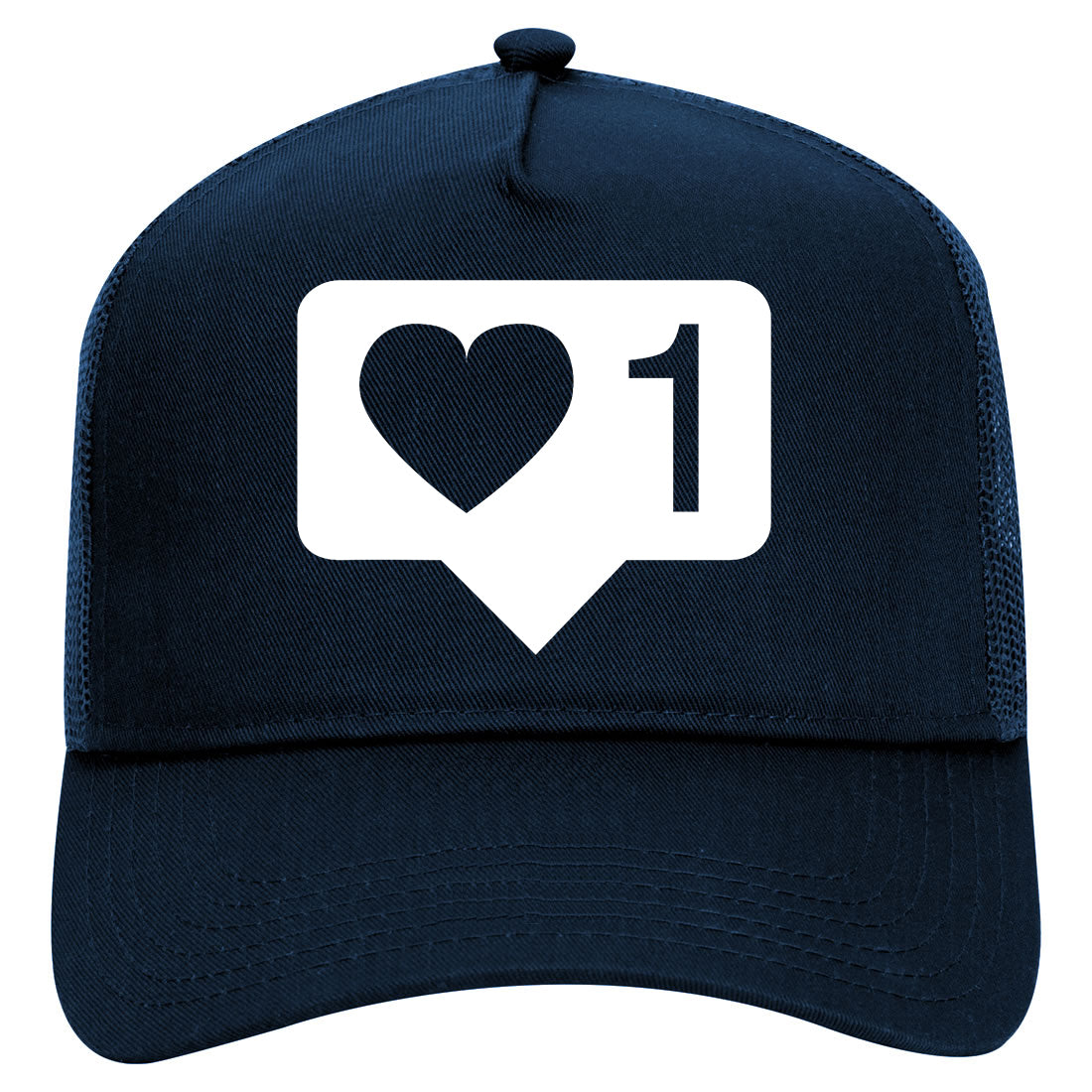 Insta Likes Heart Mens Mesh Trucker Hat Navy Blue