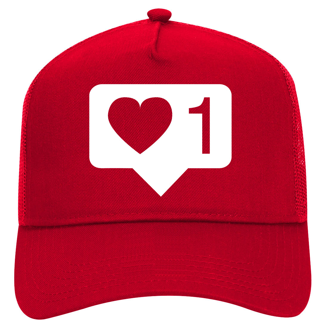 Insta Likes Heart Mens Mesh Trucker Hat Red