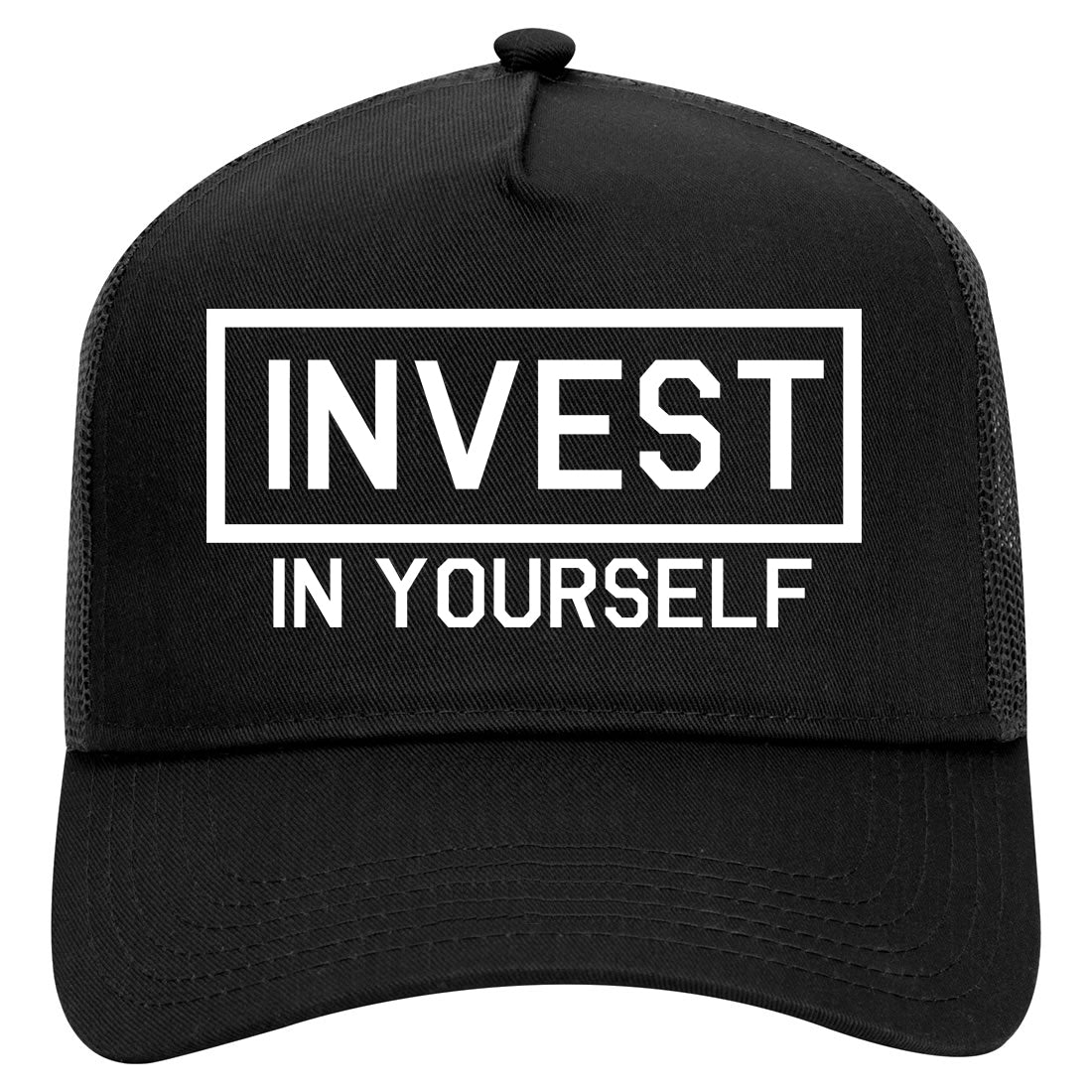 Invest In Yourself Mens Mesh Trucker Hat Black