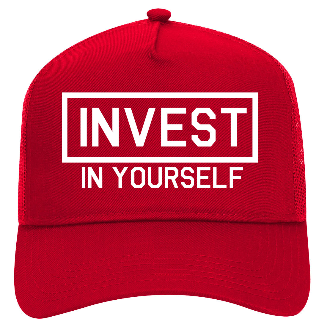 Invest In Yourself Mens Mesh Trucker Hat Red