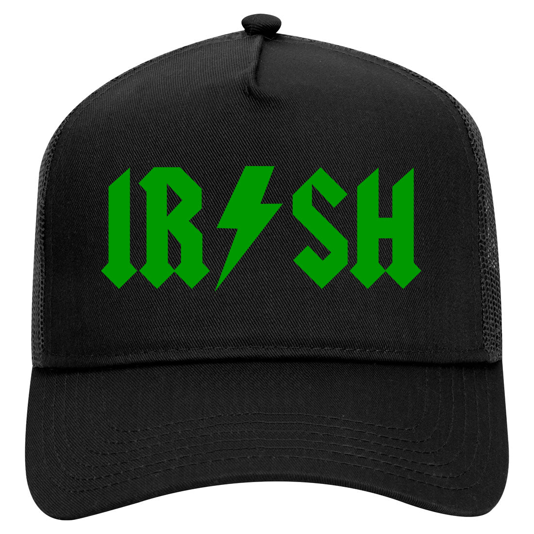 Irish Rockstar Funny Band Logo Mens Mesh Trucker Hat Black