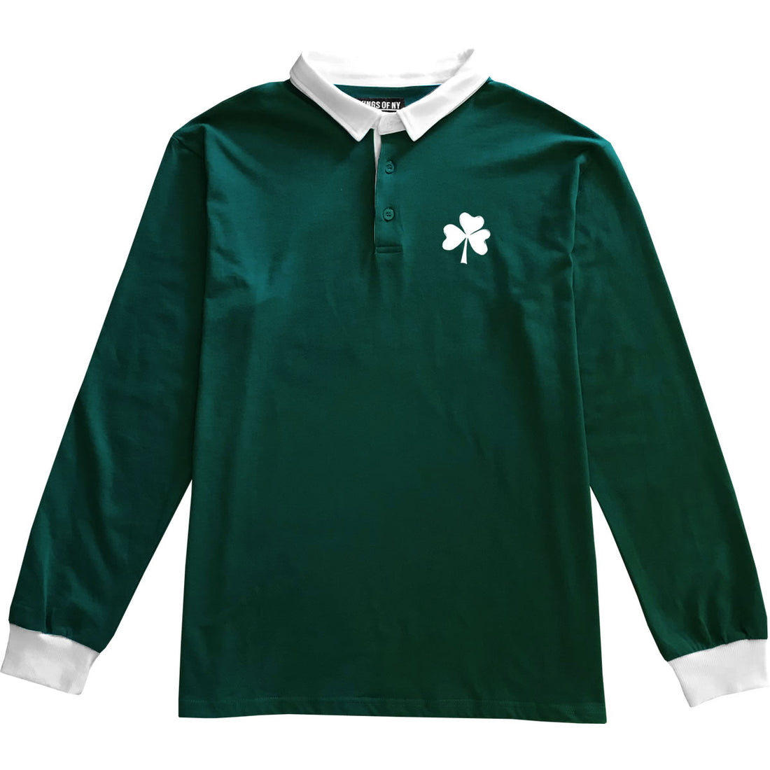 Irish Shamrock Men's Long Sleeve Rugby Shirt Green