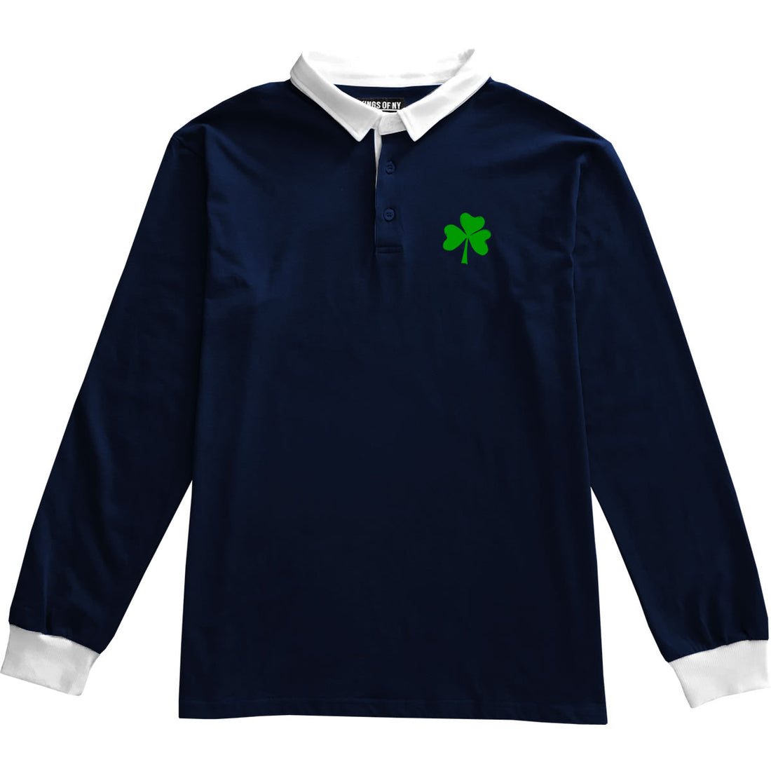 Irish Shamrock Men's Long Sleeve Rugby Shirt Blue