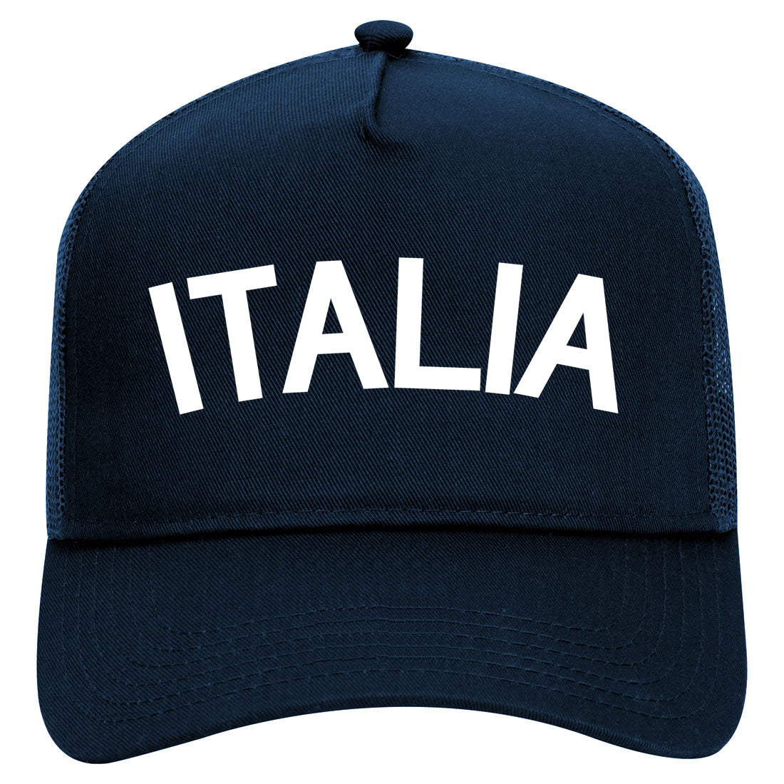 Italia Italy Arch Mens Mesh Trucker Hat Navy Blue