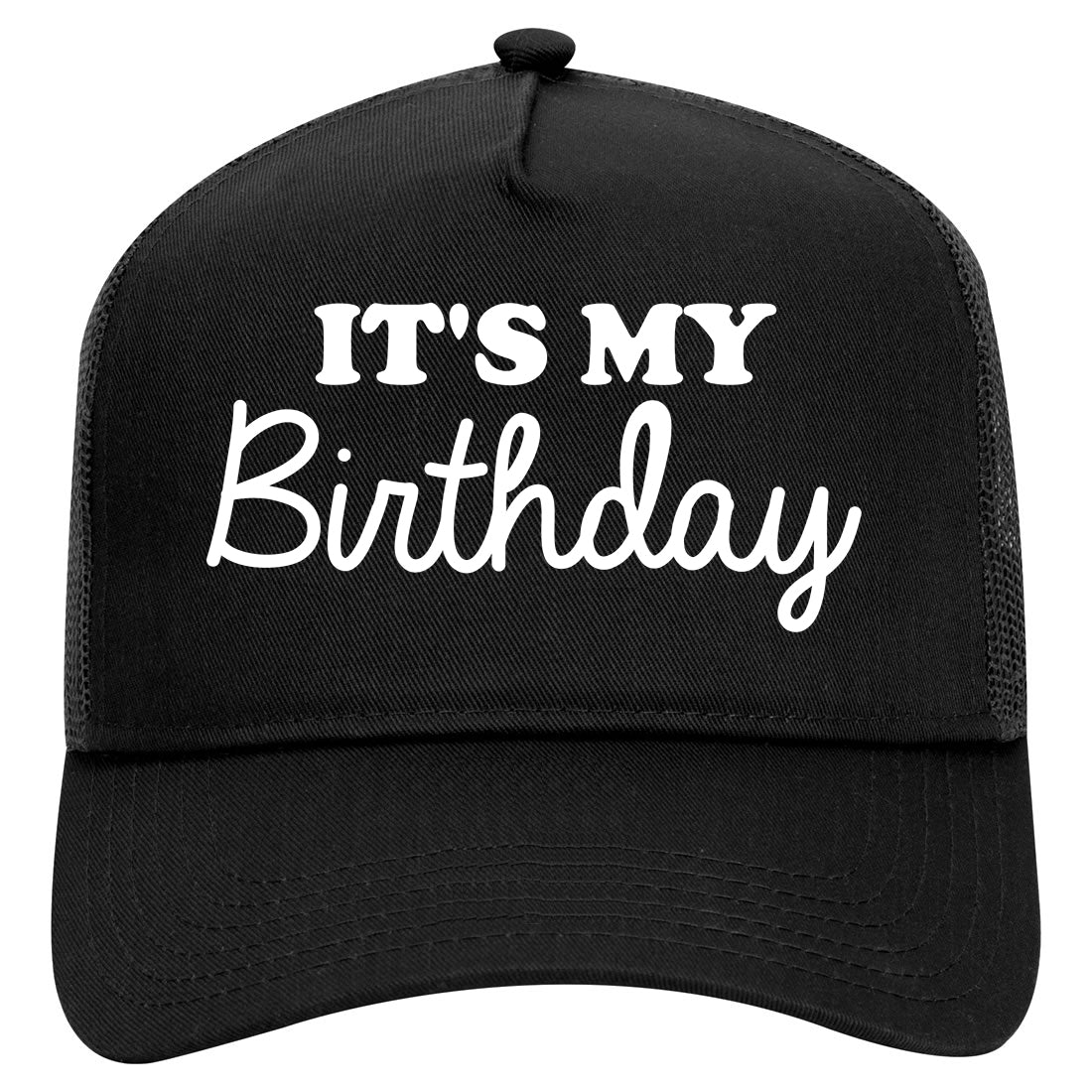 Its My Birthday Mens Mesh Trucker Hat Black