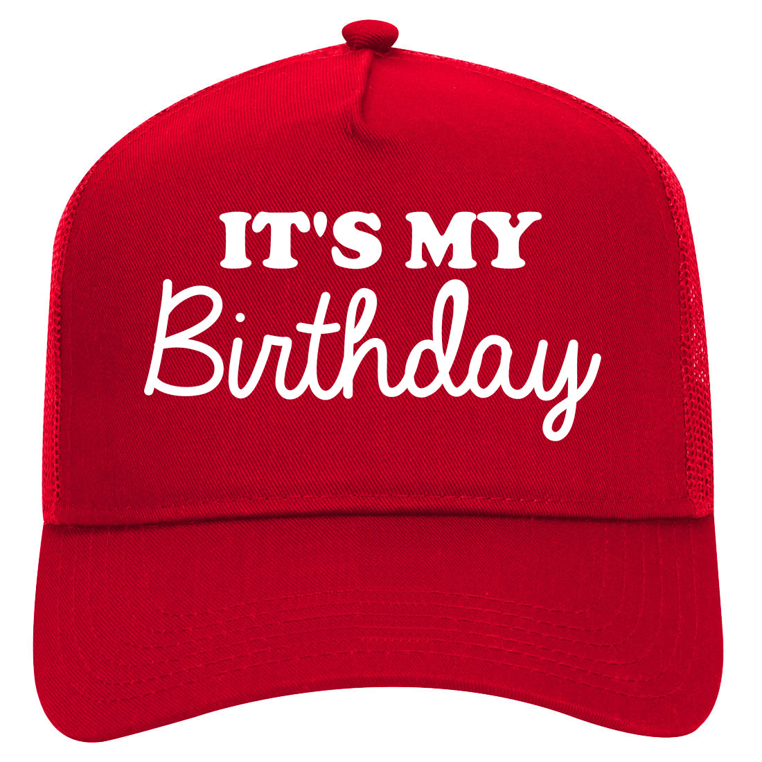 Its My Birthday Mens Mesh Trucker Hat Red