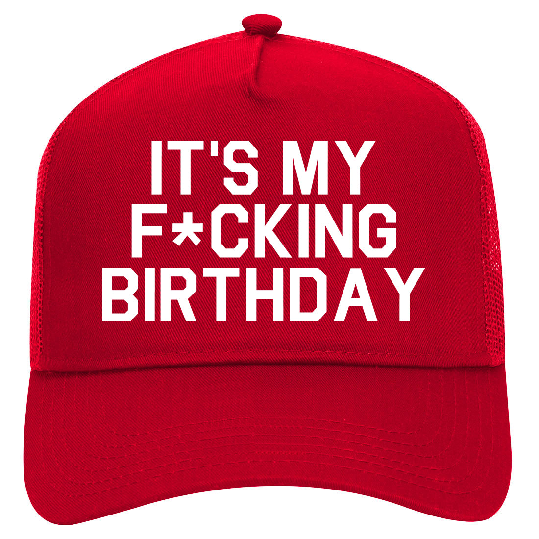 Its My Fcking Birthday Mens Mesh Trucker Hat Red