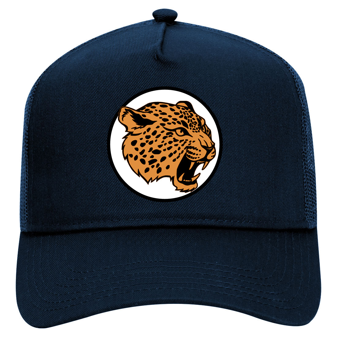 Jaguar Print Mens Mesh Trucker Hat Navy Blue