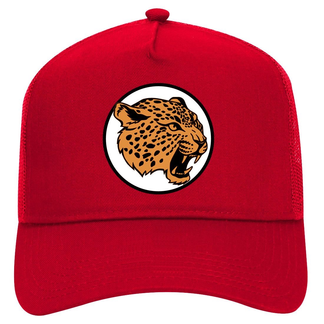 Jaguar Print Mens Mesh Trucker Hat Red