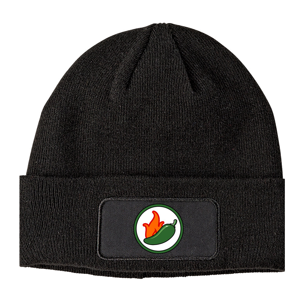 Jalapeno Hot Pepper Chest Winter Knit Adult Beanie Hat Black