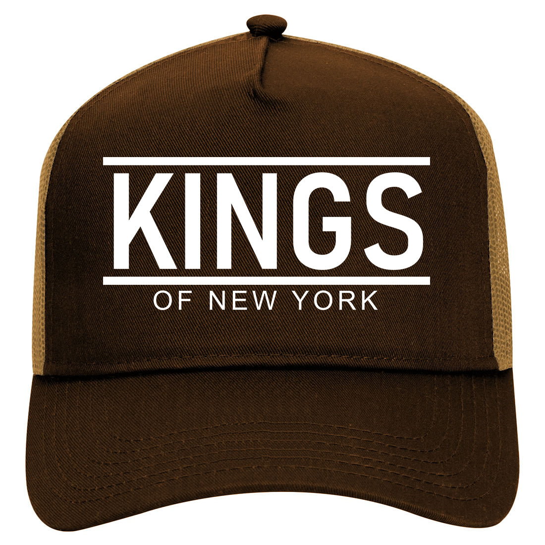 KINGS Of New York Lines Mens Mesh Trucker Hat Brown