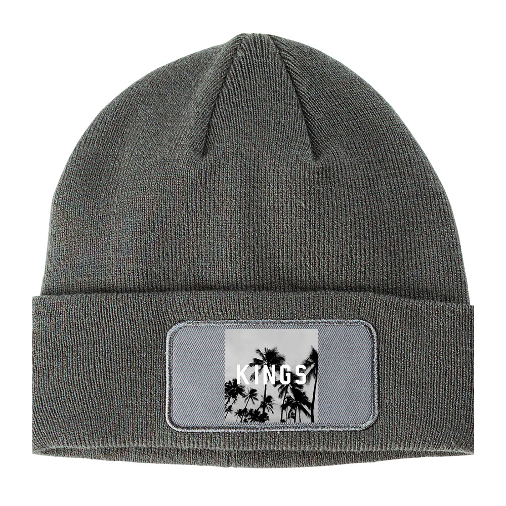 KINGS Palm Trees Winter Knit Adult Beanie Hat Grey