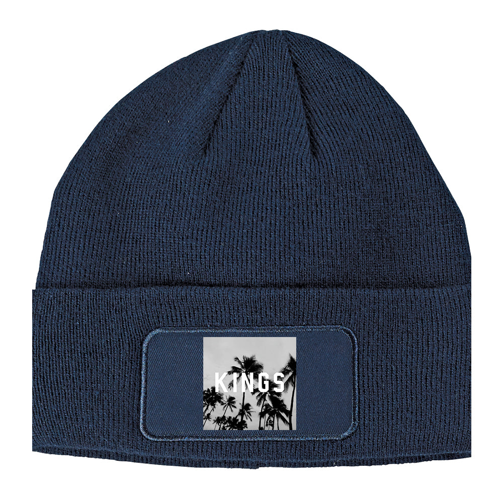 KINGS Palm Trees Winter Knit Adult Beanie Hat Navy Blue