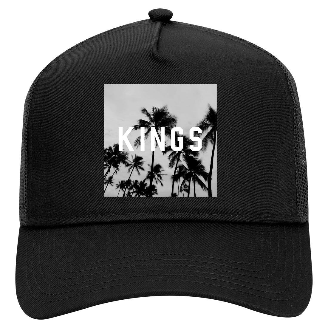 KINGS Palm Trees Mens Mesh Trucker Hat Black