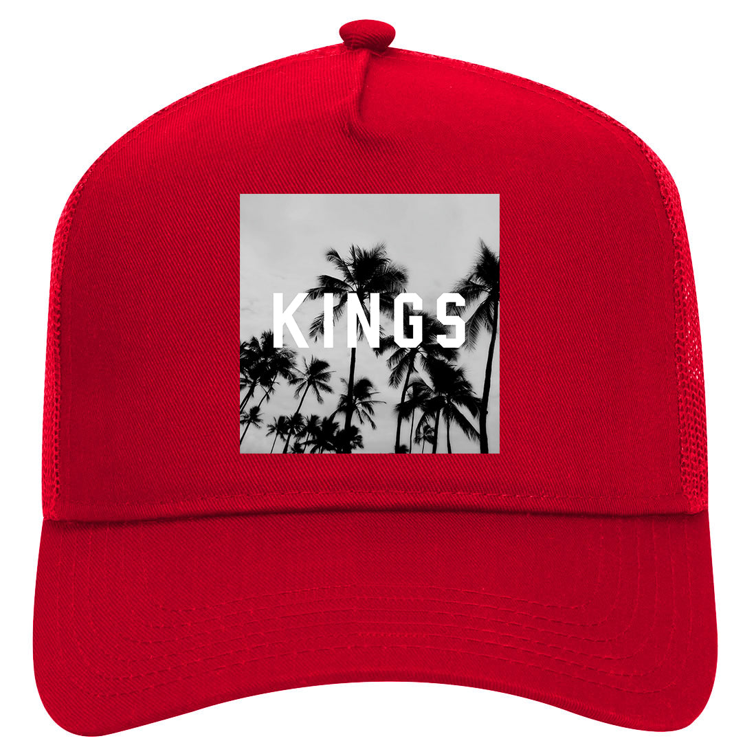 KINGS Palm Trees Mens Mesh Trucker Hat Red