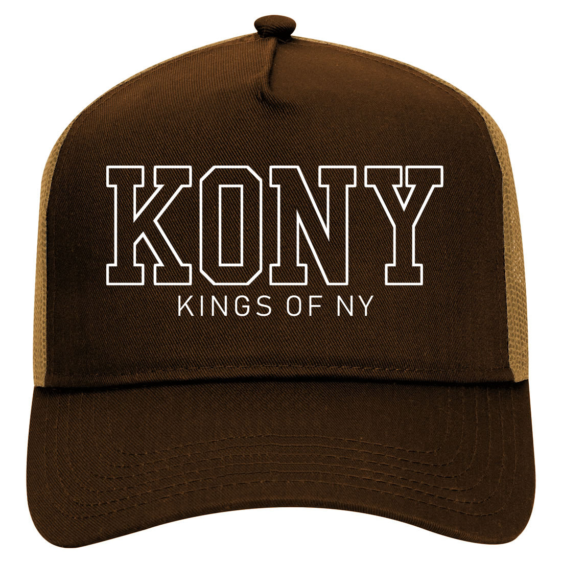 KONY College Mens Mesh Trucker Hat Brown