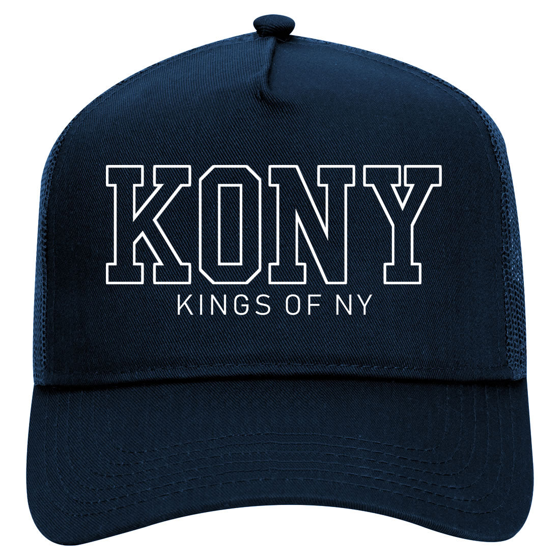 KONY College Mens Mesh Trucker Hat Navy Blue