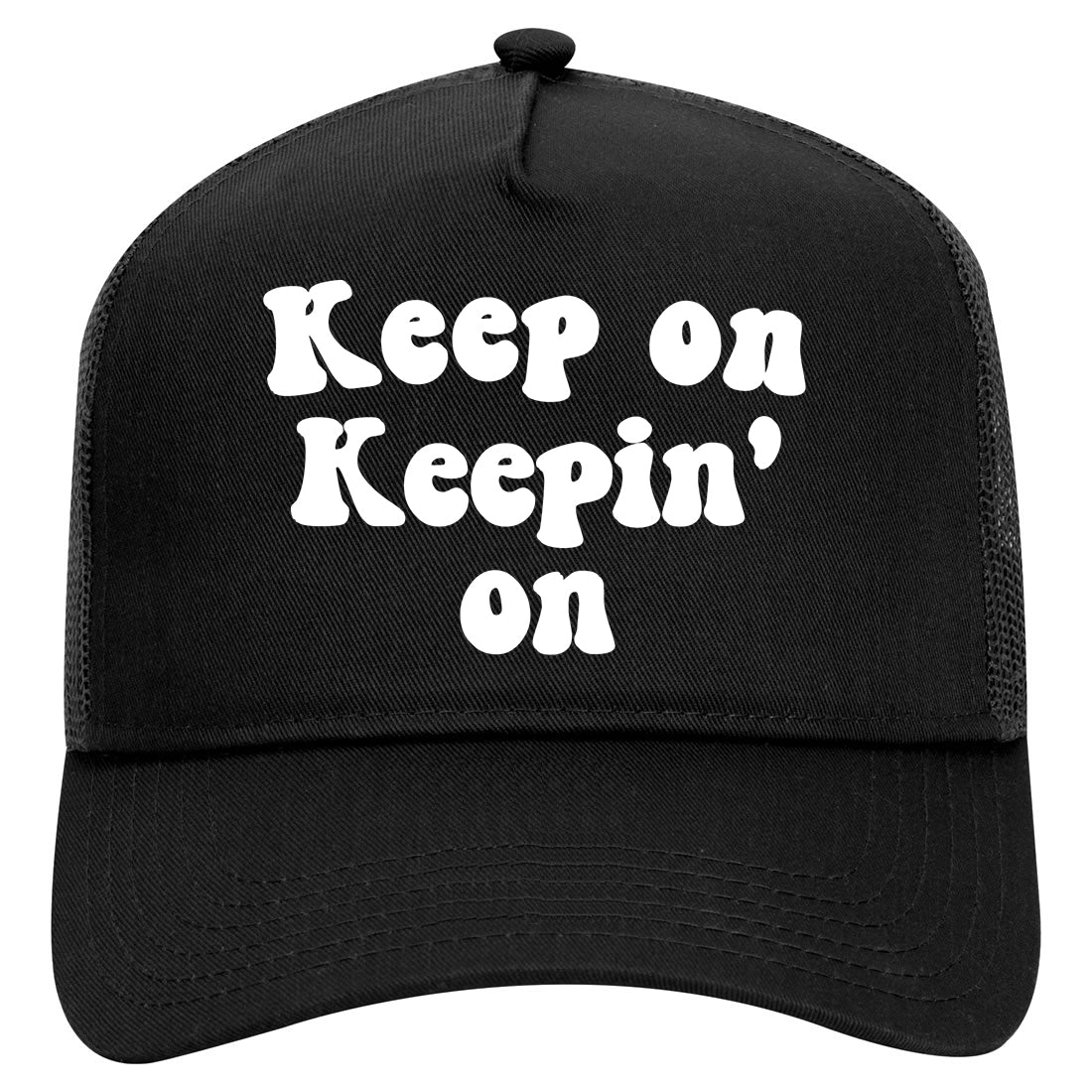 Keep On Keepin On Mens Mesh Trucker Hat Black