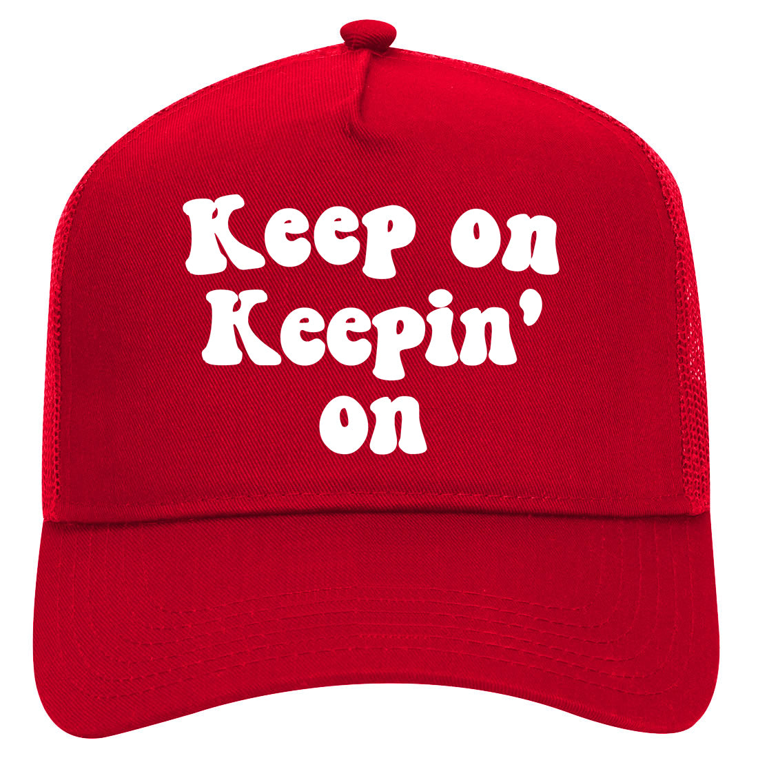 Keep On Keepin On Mens Mesh Trucker Hat Red