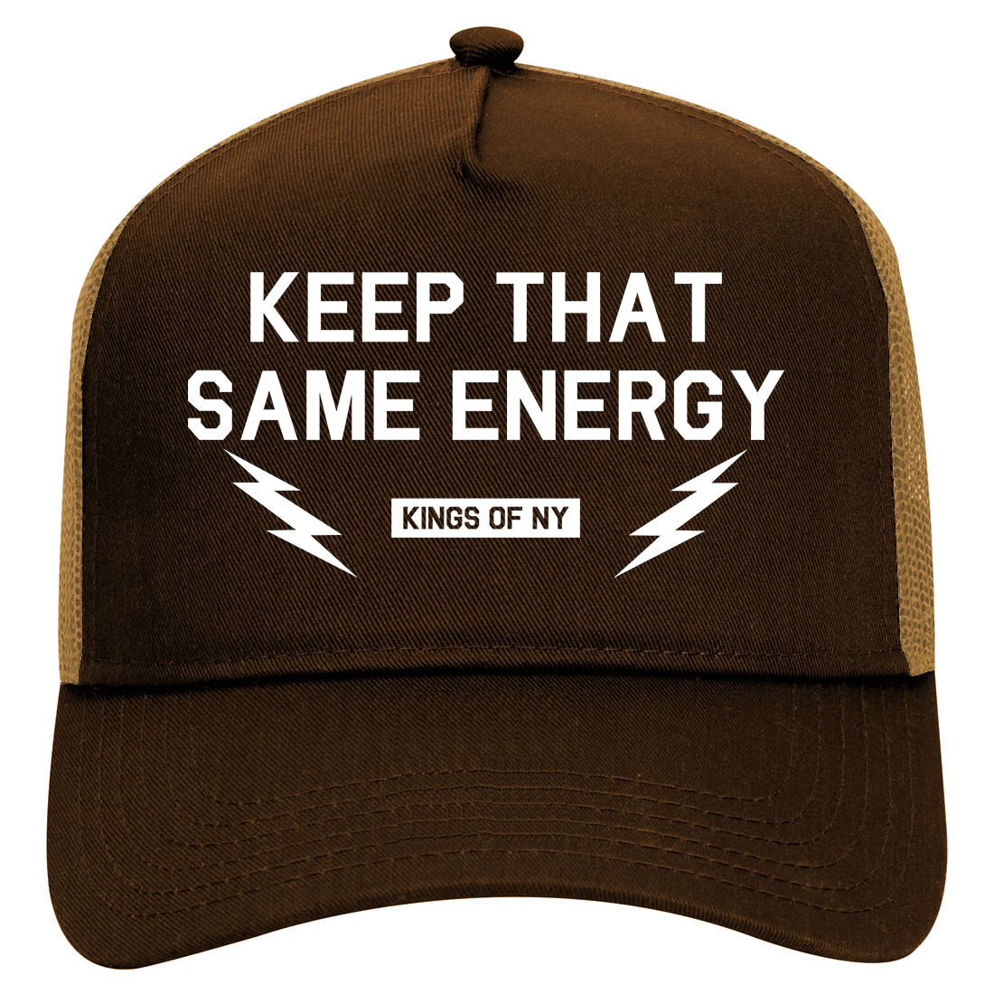 Keep That Same Energy Mens Mesh Trucker Hat Brown