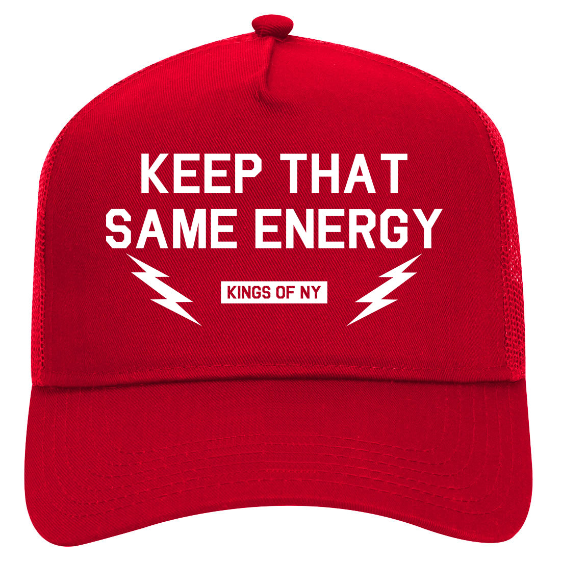 Keep That Same Energy Mens Mesh Trucker Hat Red