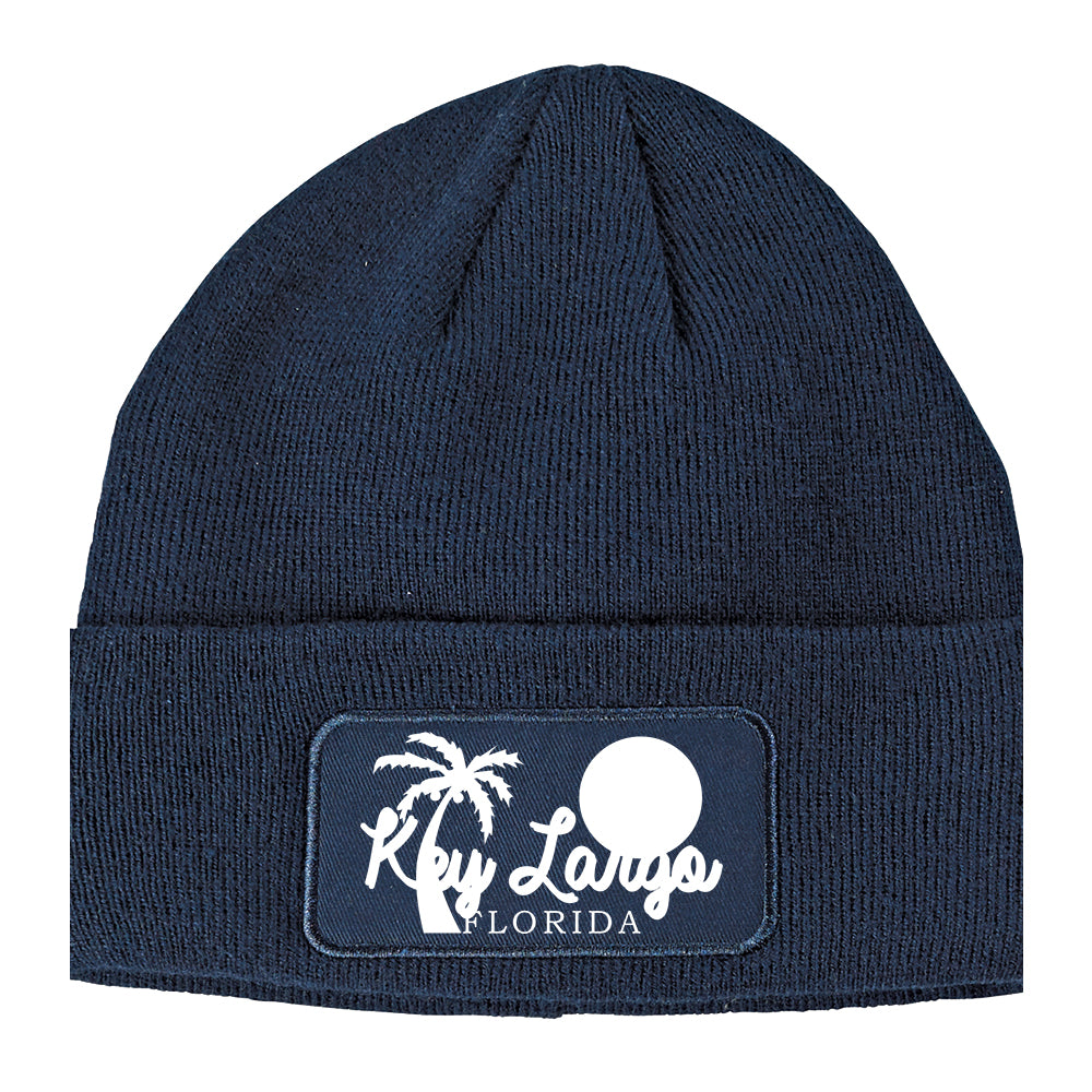 Key Largo Florida Souvenir Winter Knit Adult Beanie Hat Navy Blue