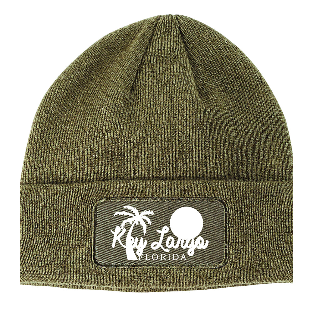 Key Largo Florida Souvenir Winter Knit Adult Beanie Hat Olive Green