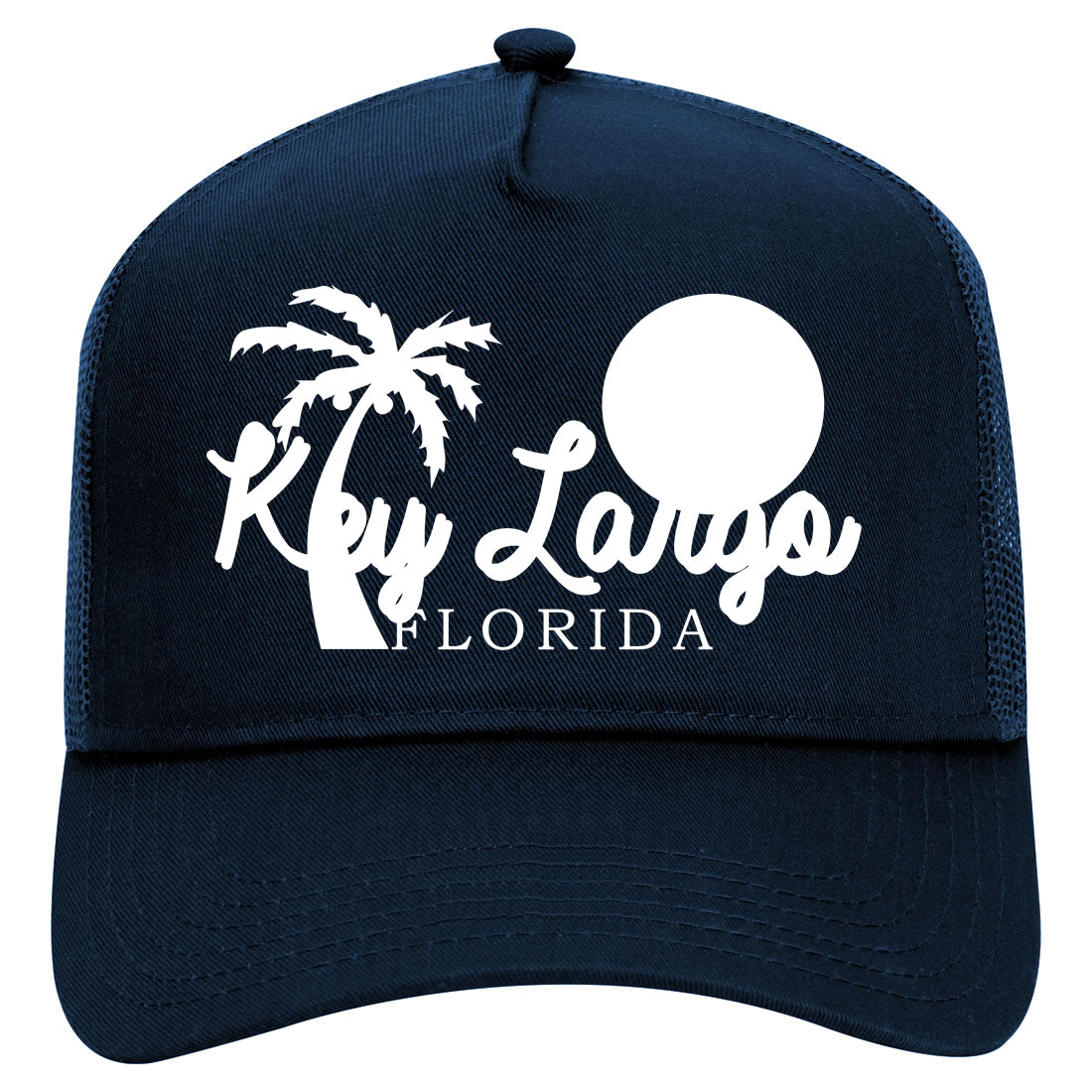 Key Largo Florida Souvenir Mens Mesh Trucker Hat Navy Blue