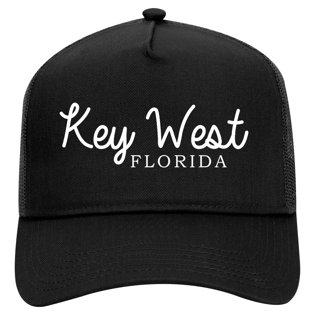 Key West Florida Vacation Mens Mesh Trucker Hat Black