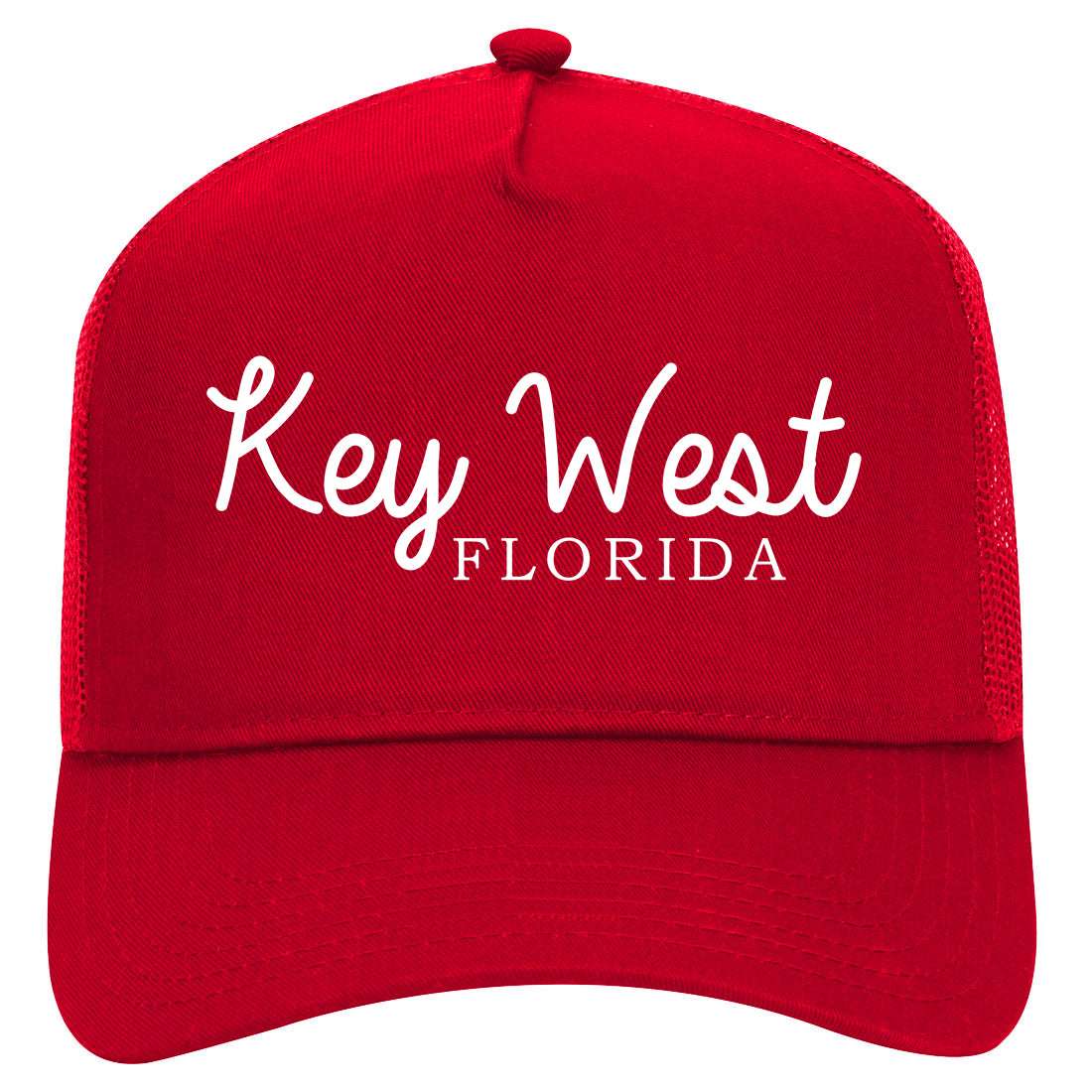 Key West Florida Vacation Mens Mesh Trucker Hat Red