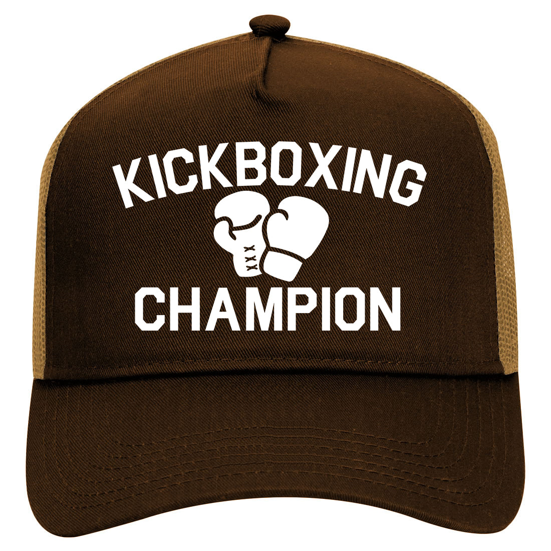 Kickboxing Champion Mens Mesh Trucker Hat Brown