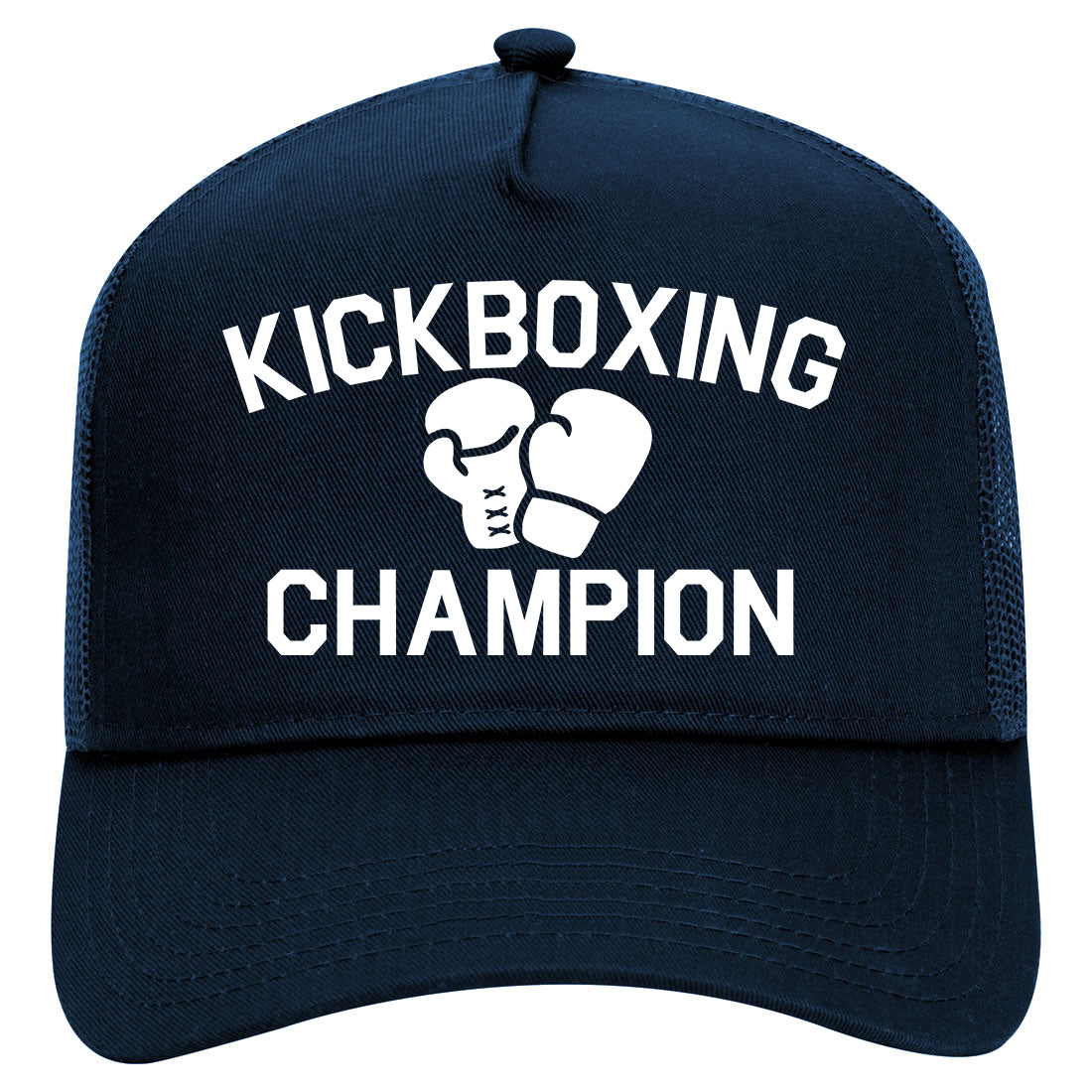 Kickboxing Champion Mens Mesh Trucker Hat Navy Blue