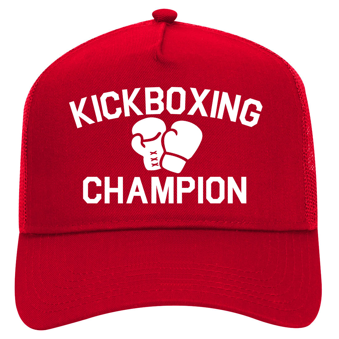 Kickboxing Champion Mens Mesh Trucker Hat Red
