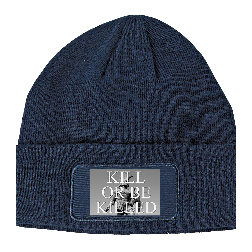 Kill Or Be Killed Statue Winter Knit Adult Beanie Hat Navy Blue
