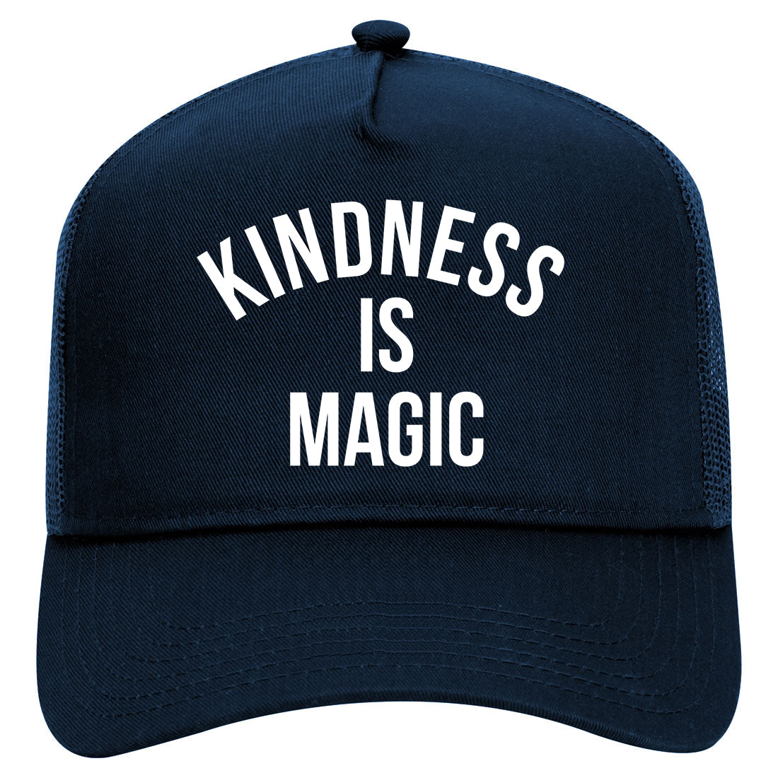 Kindess Is Magic Mens Mesh Trucker Hat Navy Blue