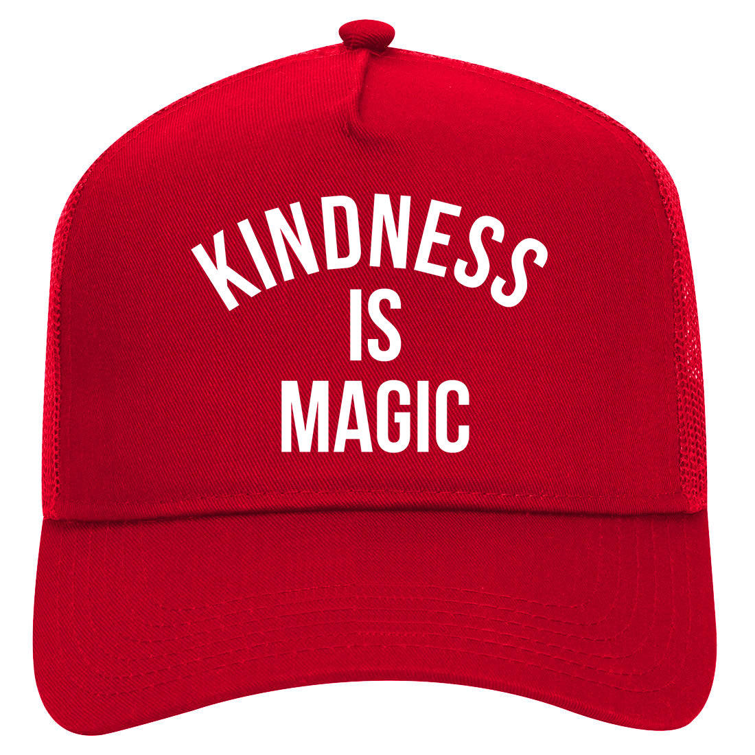 Kindess Is Magic Mens Mesh Trucker Hat Red