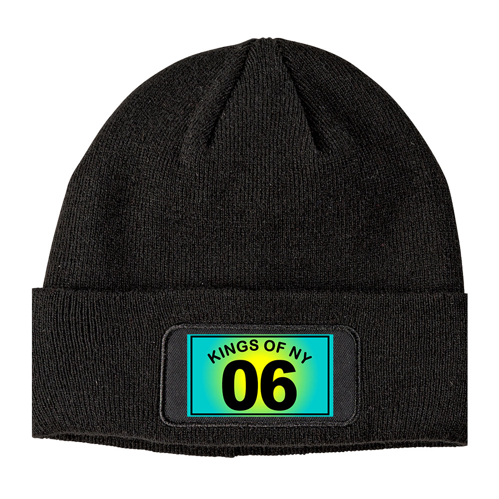 Kings Of NY 06 Blue Yellow Winter Knit Adult Beanie Hat Black