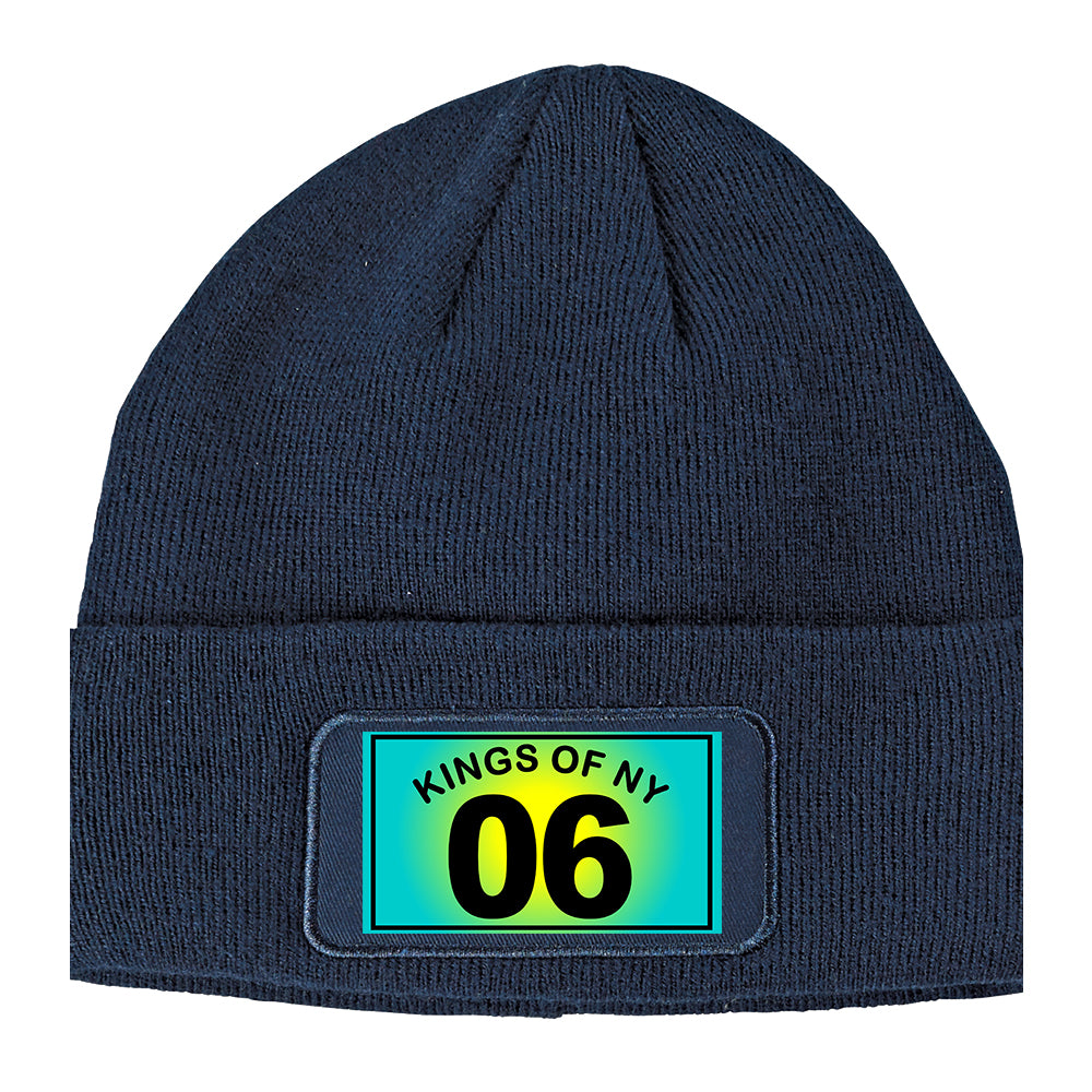 Kings Of NY 06 Blue Yellow Winter Knit Adult Beanie Hat Navy Blue