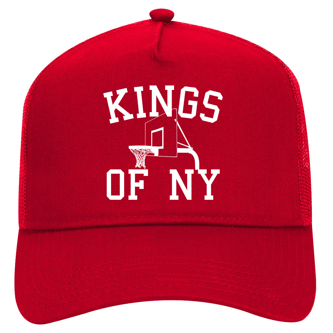 Kings Of NY Basketball Hoop Mens Mesh Trucker Hat Red